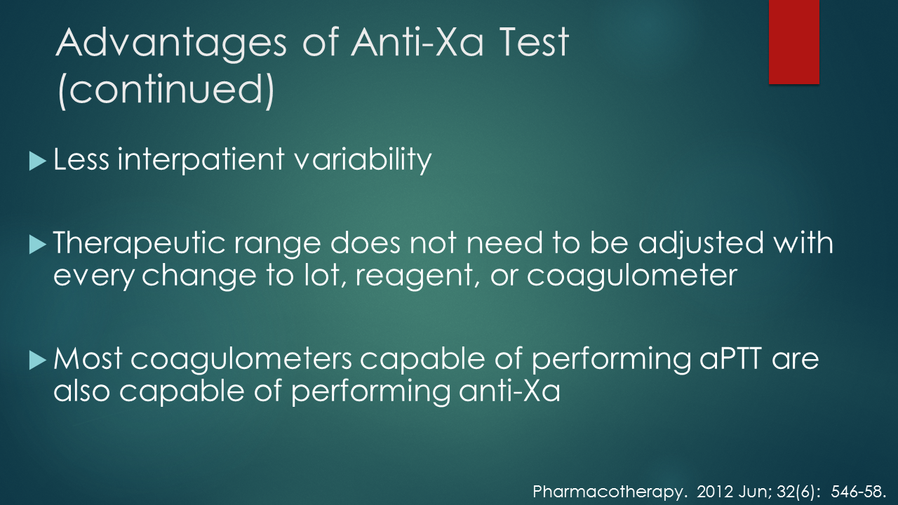 Evolving Practice Role of AntiFactor Xa Testing in Modern Anticoagulation