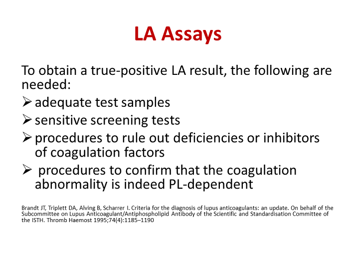 True positive la results lupus anticoagulant la choosing the