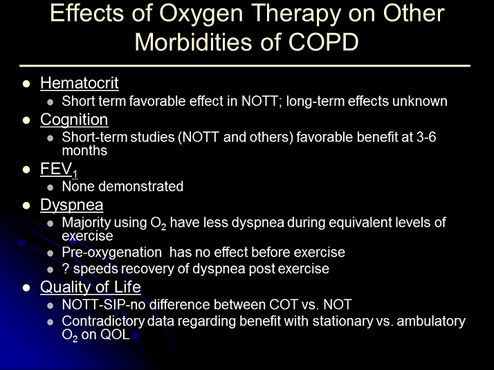 Effects of Oxygen Therapy on Other Morbidities of COPD Ambulatory