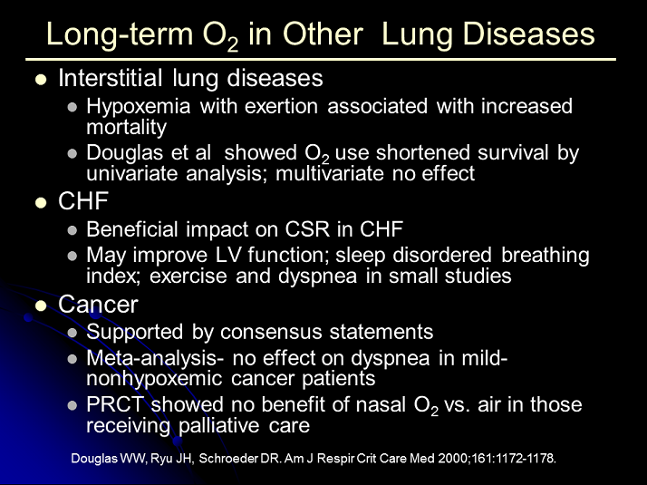 Longterm Oxygen in Other Lung Diseases Ambulatory Home Oxygen What
