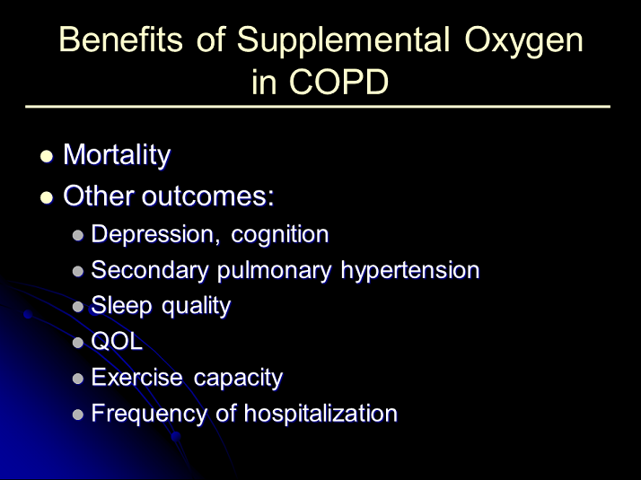 Benefits of supplemental oxygen in oxygen ambulatory home oxygen