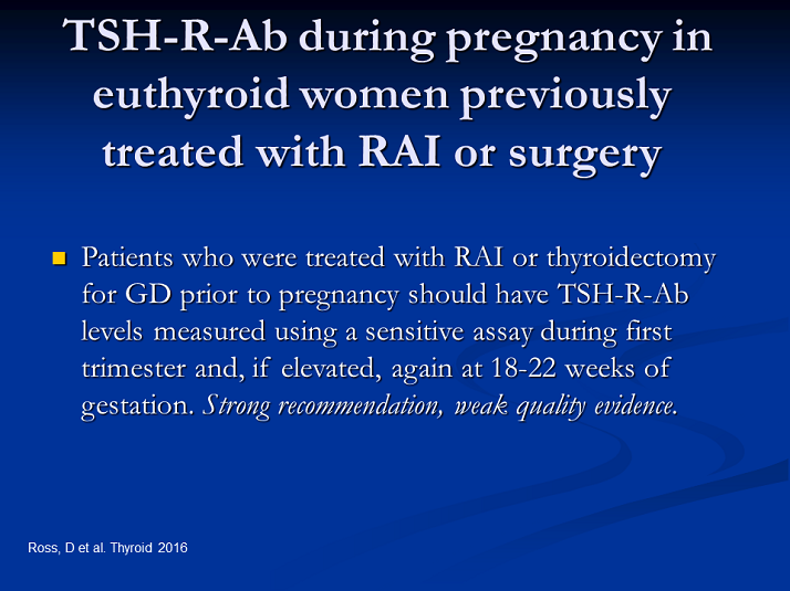 TSHRAb during pregnancy in euthyroid women previously treated with